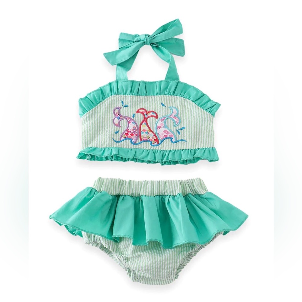COPY - Appliquéd Ruffle Mermaid Swimsuit (size 2&4)
